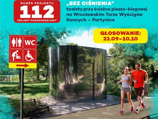 Głosuj na projekt 112 WBO (2022) – budowa nowoczesnych toalet to zwieńczenie projektu partynickiego parku linearnego