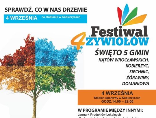 W niedzielę na stadionie w Kobierzycach Święto 5 gmin, czyli Festiwal 4 Żywiołów. 