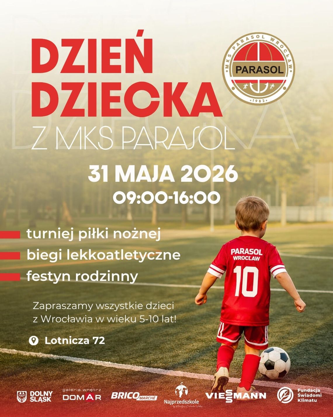 MKS Parasol Wrocław zaprasza na Sportowy Dzień Dziecka – 31 maja na stadionie przy Lotniczej 72