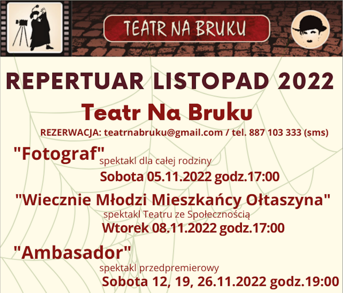 Ołtaszyn. Teatr na Bruku – repertuar na listopad 2022