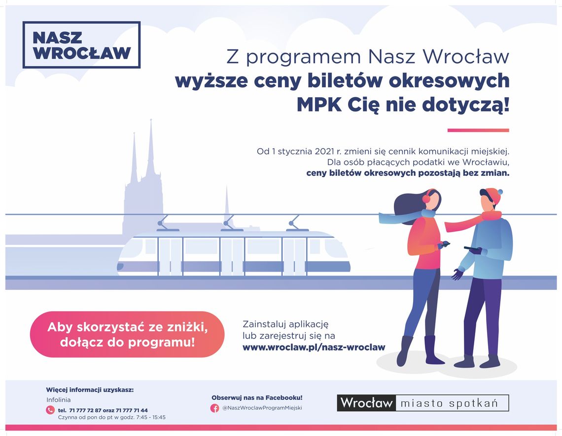 Program "Nasz Wrocław" – niższe ceny biletow MPK dla osób, które płacą podatki we Wrocławiu [informacja prasowa]