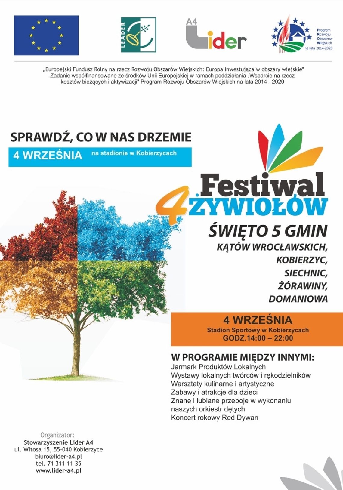 W niedzielę na stadionie w Kobierzycach Święto 5 gmin, czyli Festiwal 4 Żywiołów. 
